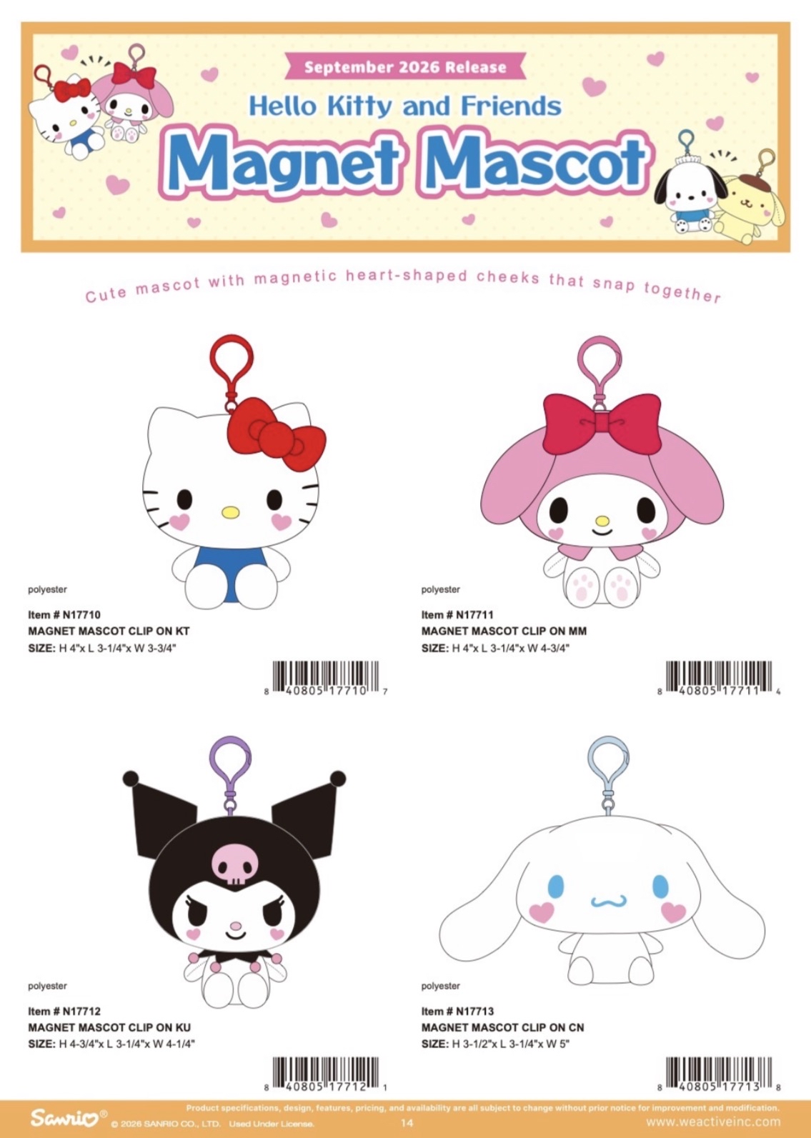 9月新品預訂｜美版 可磁吸 角色系列公仔吊飾