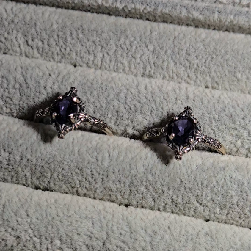 Iolite rings in adjustable sterling silver - JW35