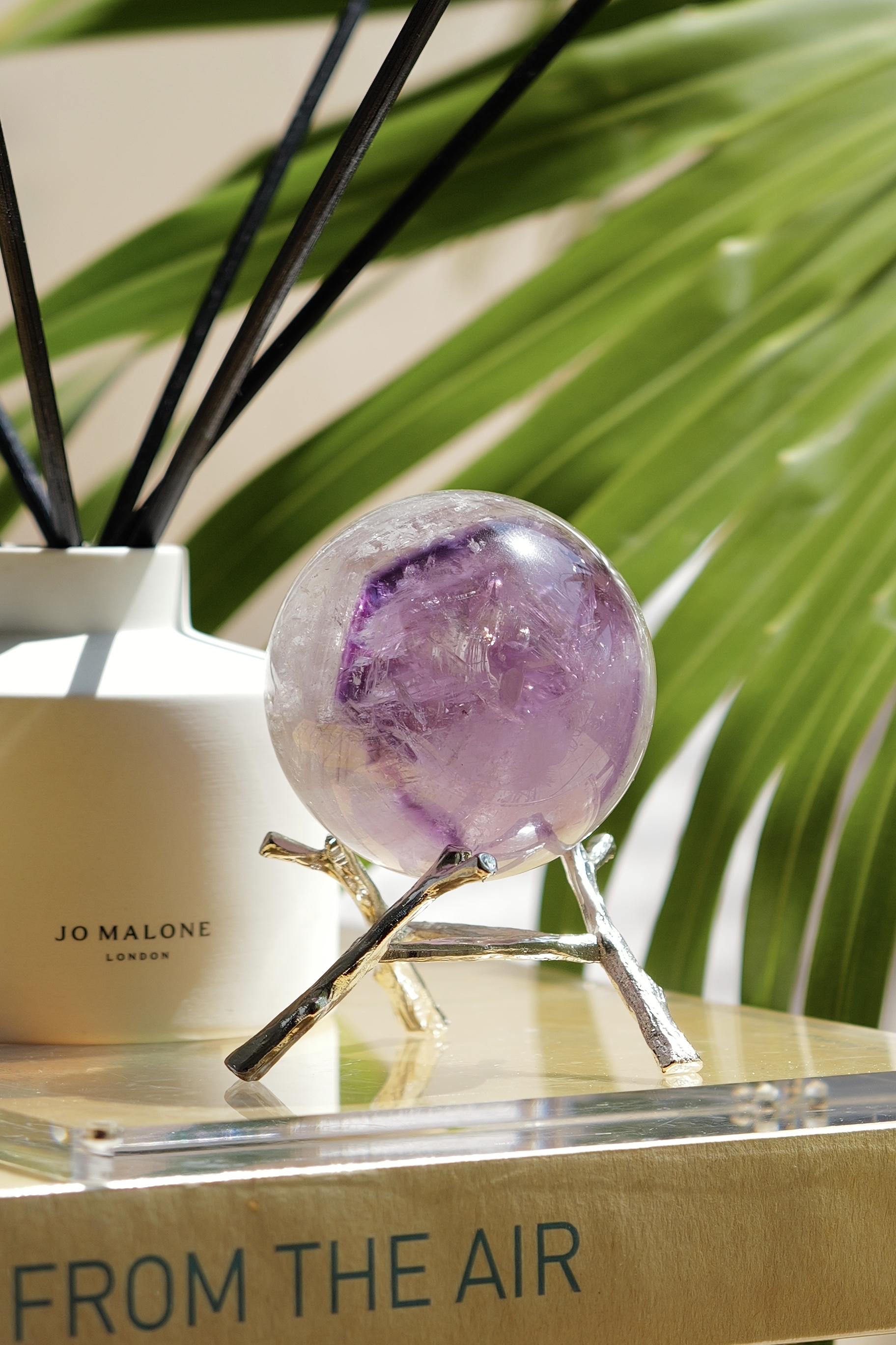 ༒ 7.4cm千層紋紫白雙色水晶球༒ AM.a081C19G5ss-RA26*7SA