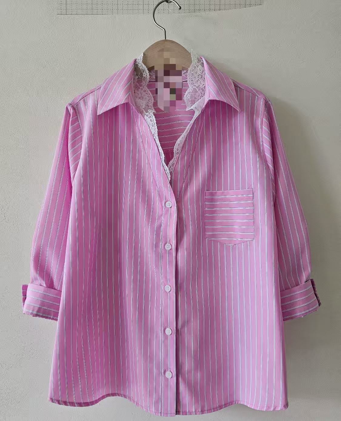 免燙lace 領條子恤