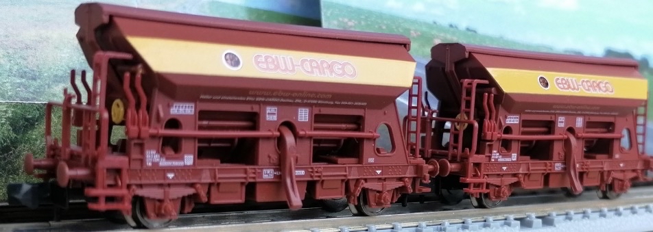 Fleischmann #851102 N-scale 4 piece self-unloading hopper wagon set EBW Cargo Ep V NEW