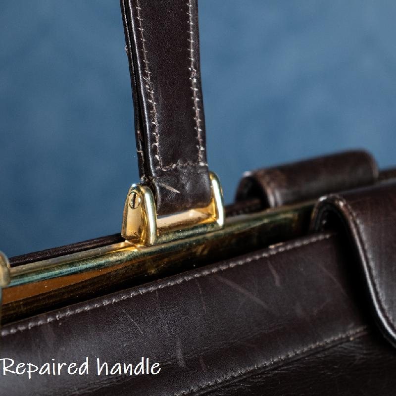 C.a. 1950-60s Chocolate Brown Golden Accent Double-Sided Large Leather Briefcase from Canada(MT664)
