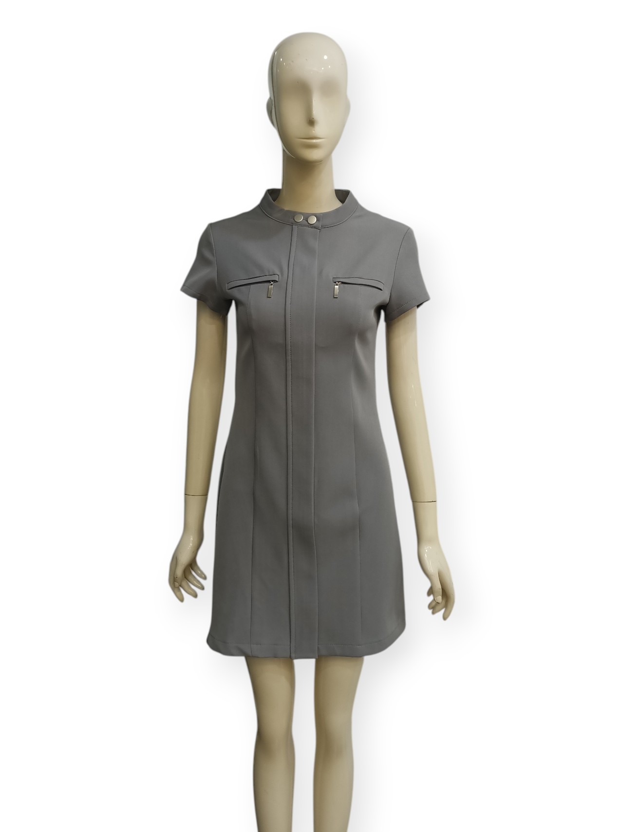 Stand-Collar Suiting Dress M233
