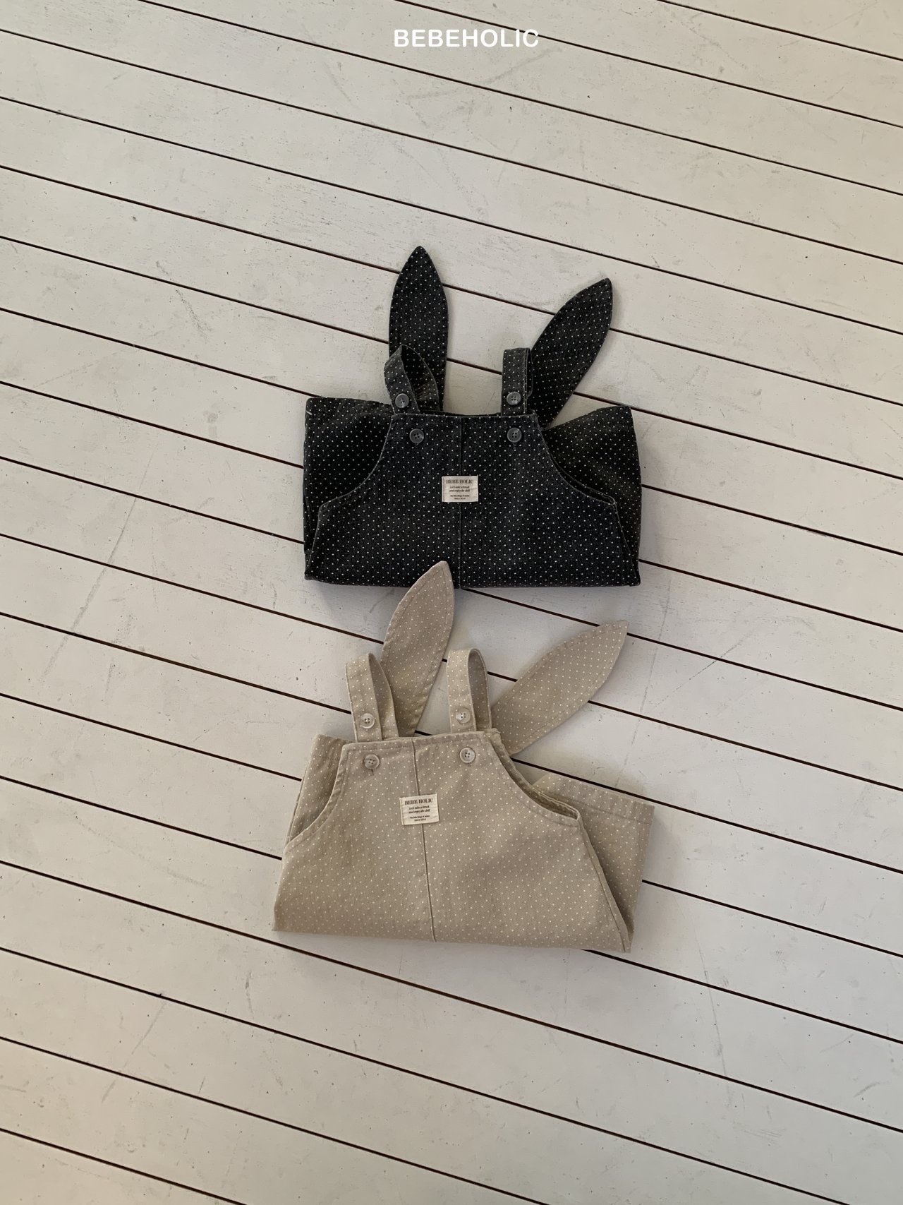 🌸預訂 韓國直送🌸🇰🇷BEBEHOLIC兩色兔耳造型波點吊帶連身褲