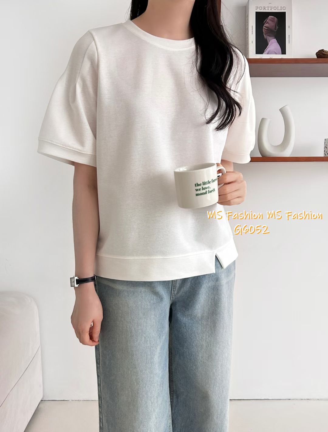 G6052 韓國🇰🇷特色袖小開叉腳top