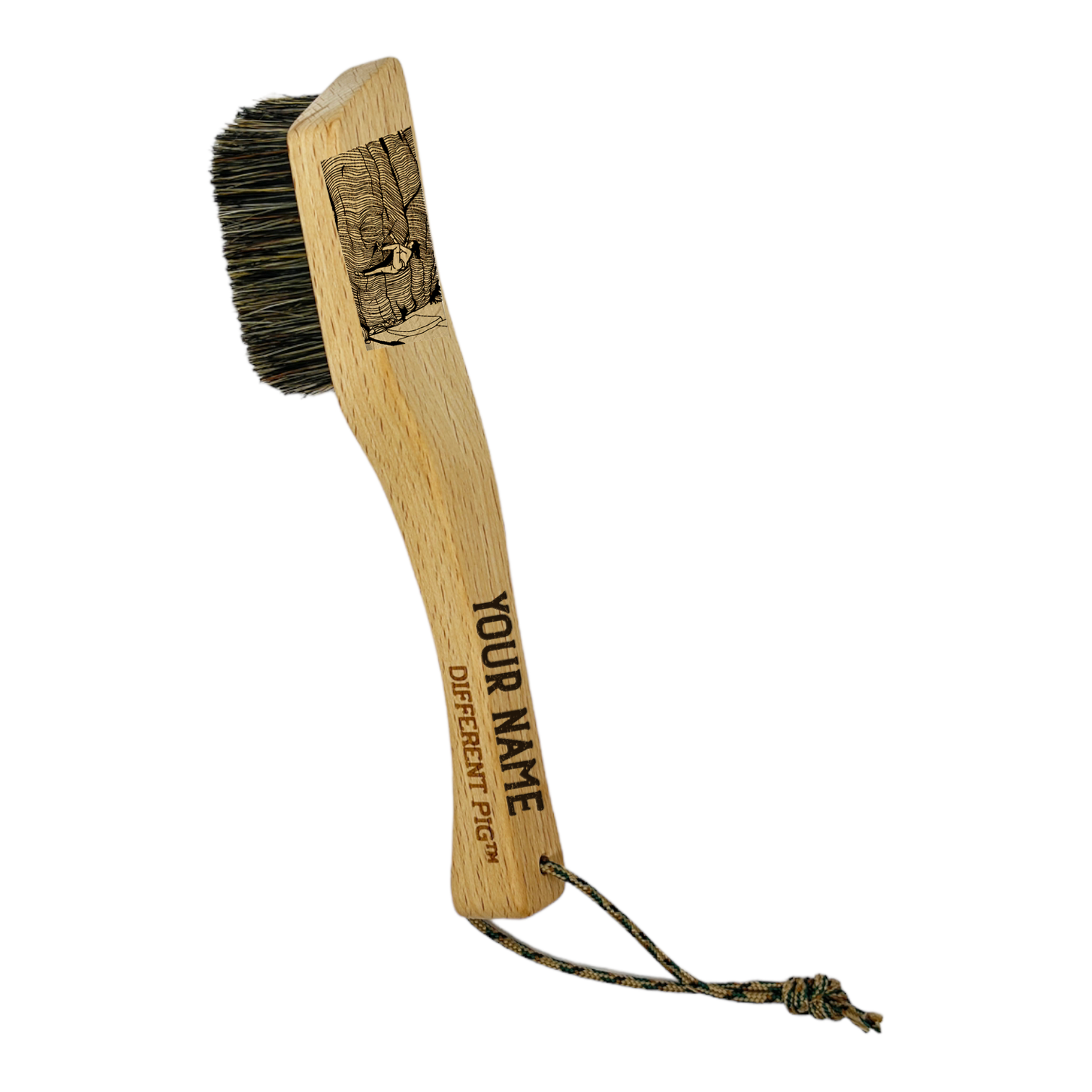 【來圖訂製】𝗗𝗜𝗙𝗙𝗘𝗥𝗘𝗡𝗧 𝗣𝗜𝗚™ OG brush with paracord fully customised by you 刻圖大豬攀岩掃