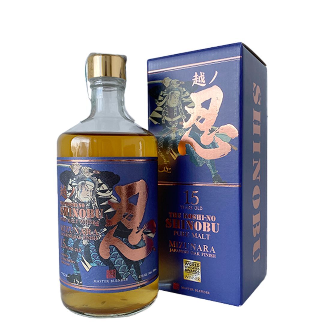 忍 15年 水楢桶 純麥威士忌 SHINOBU 15 Years Old Pure Malt Whisky Mizunara Oak Finish 43% 700mL