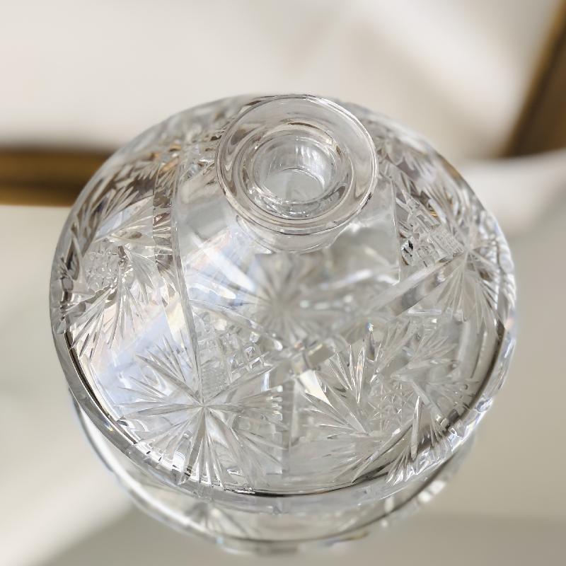 Vintage Midcentury C.a. 1960s Hand-Wheeled Pattern Vanity Crystal Perfume Bottle (MT570)