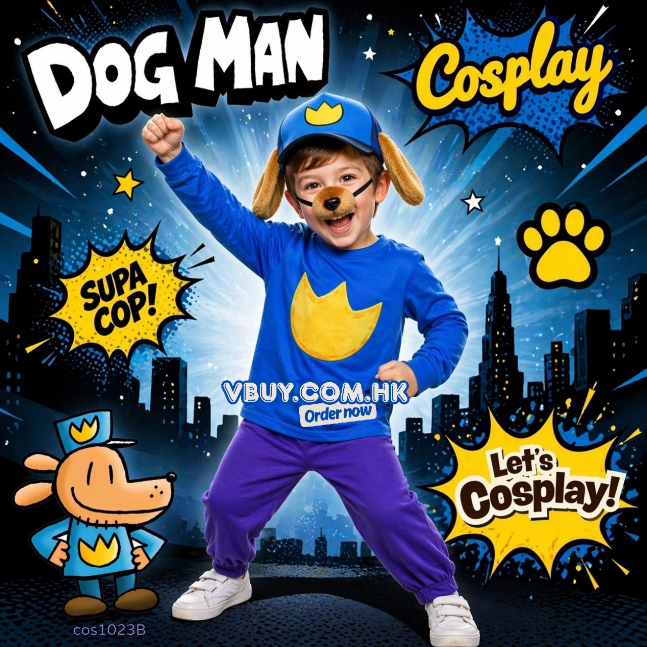 Dog man Cosplay 兒童角色扮演服裝<升級版> 小朋友萬聖節服裝 表演服裝 套裝連帽耳鼻配件