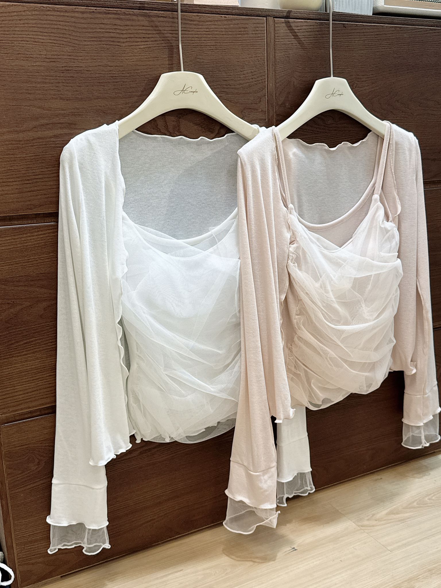 【直播追加款】附內墊！輕薄網紗吊帶套裝