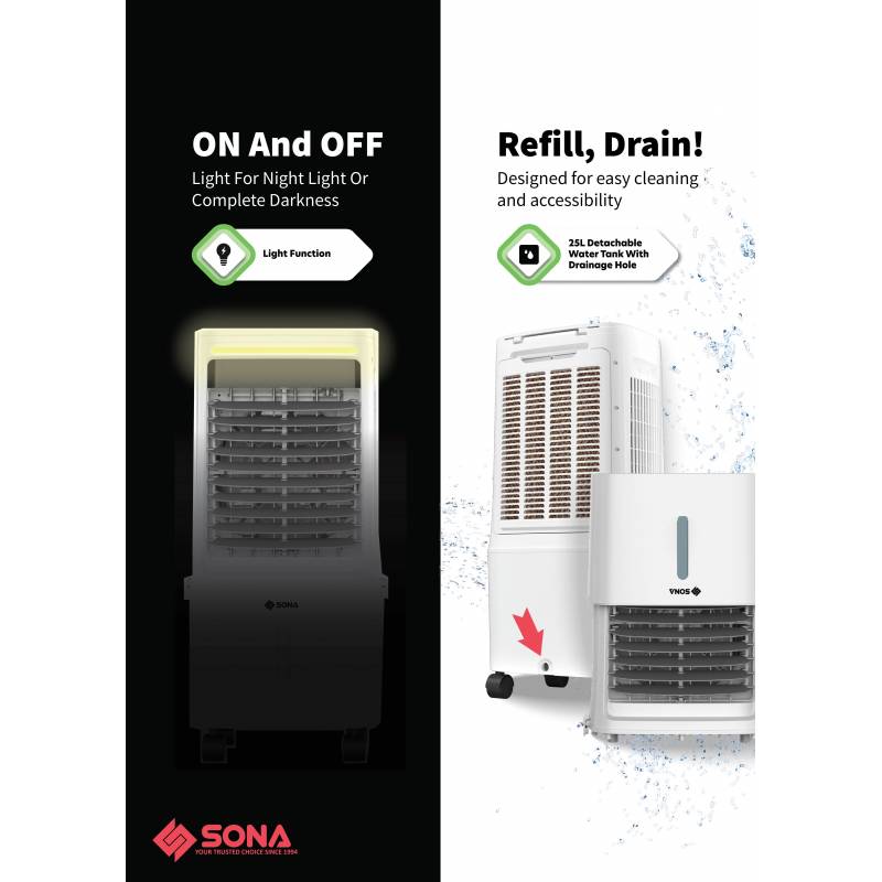 SONA Remote 2-in-1 DC Motor Fan With Air Cooler SAC 6360DC