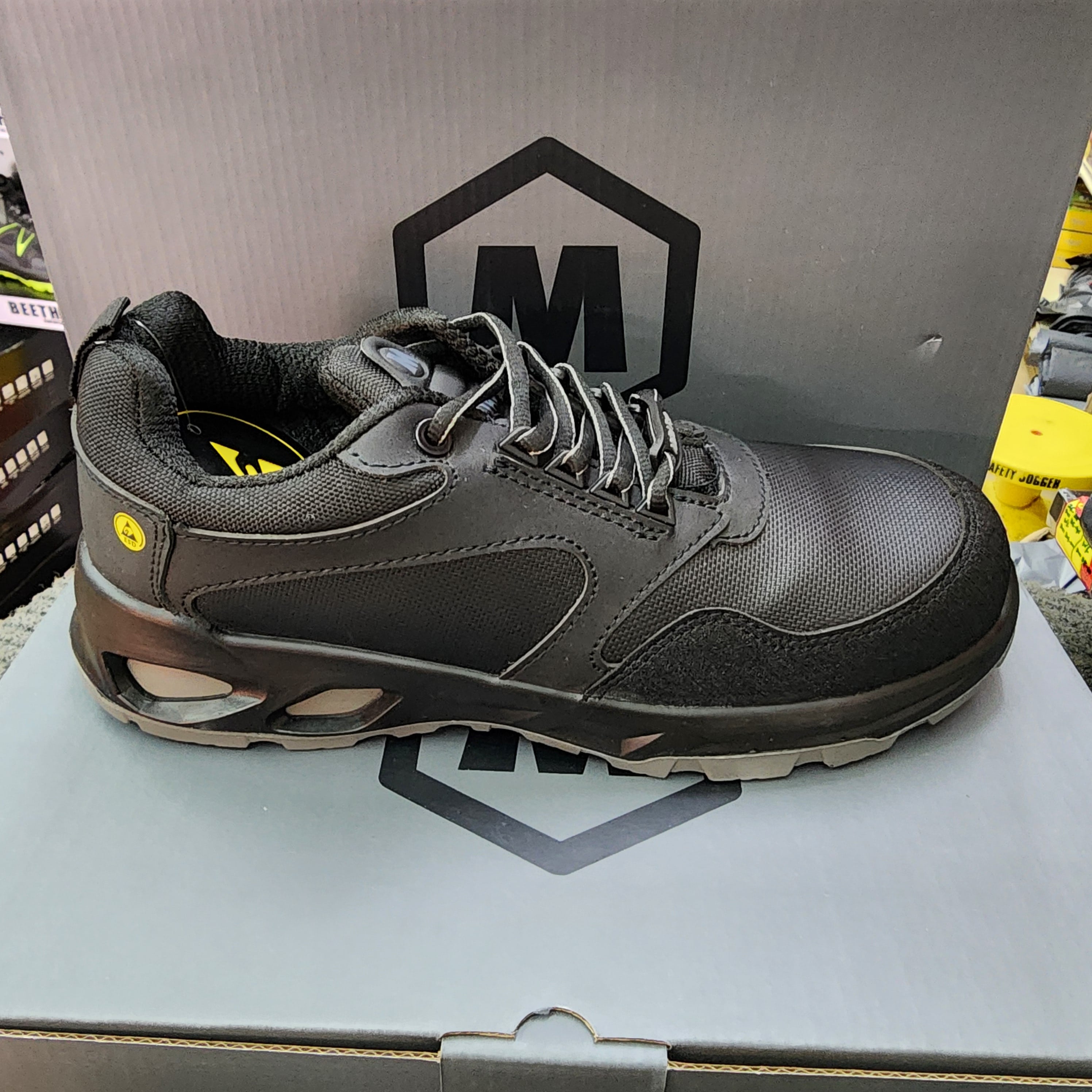 MODASAFE M-231 LOW CUT SAFETY SHOES SPORT BLACK ESD METAL FREE SIRIM APPROVED Kasut Keselamatan