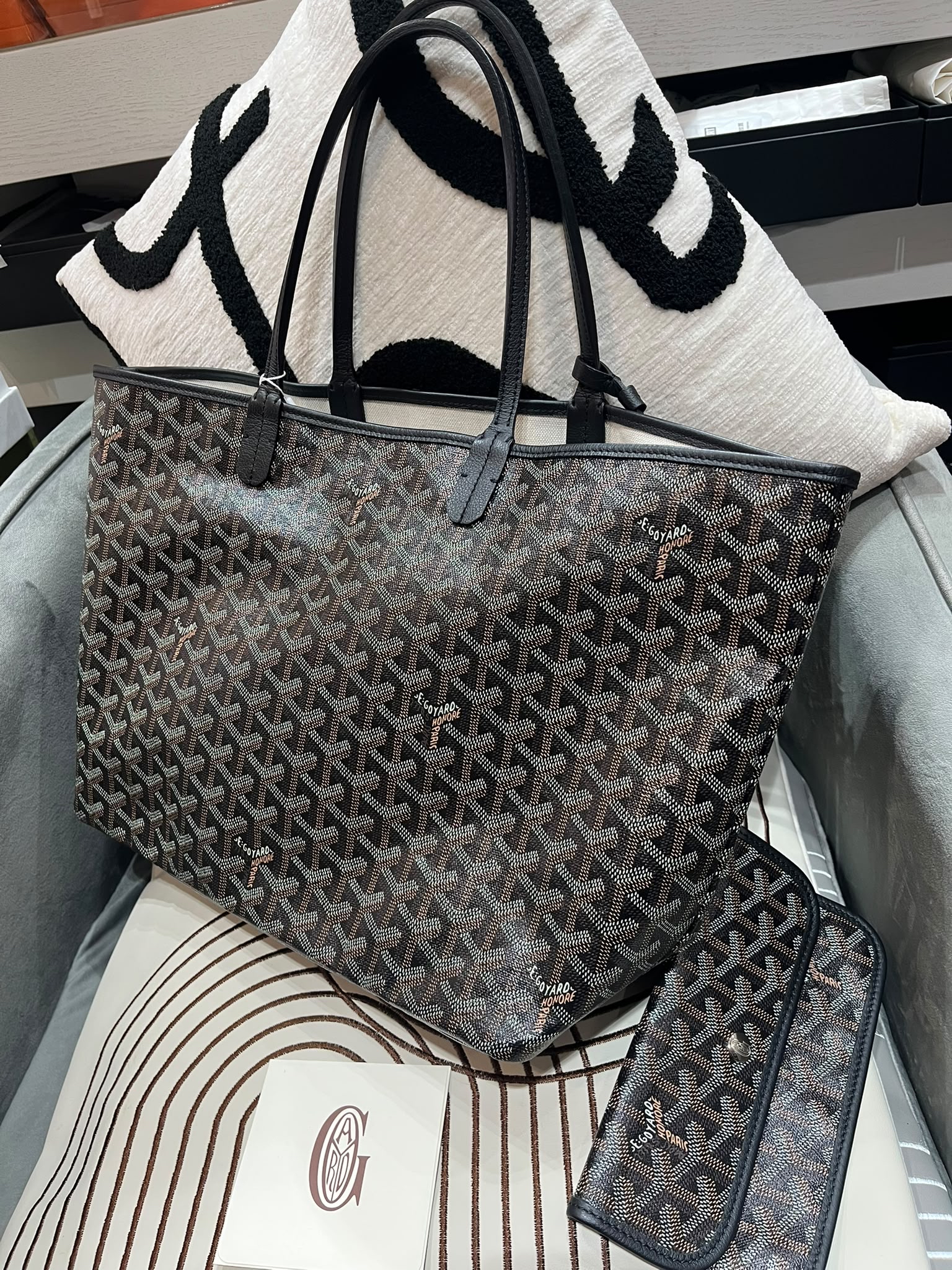 Goyard saint Louis pm tote bag Noir 100%Authentic,98%new ✅Pouch✅dust bag 