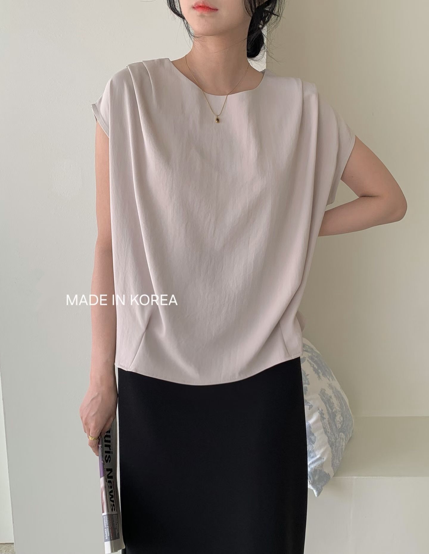 G6178 韓國🇰🇷靚料淨色打皺top