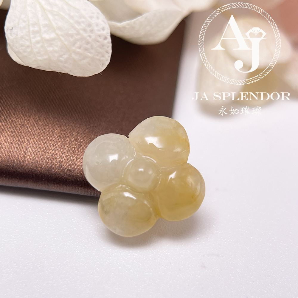 JN-3434 天然翡翠A玉-黃翡立體小花不鏽鋼手鏈