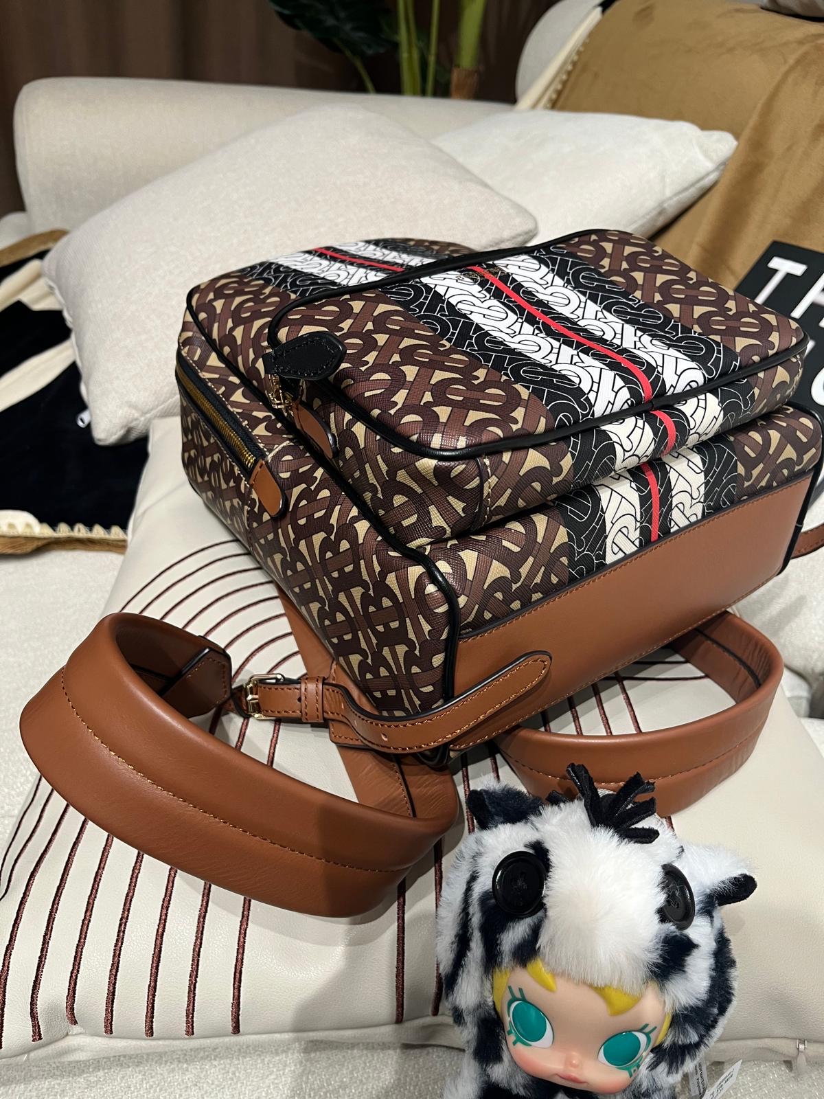 BURBERRY backpack JETT TB Monogram Stripe Bridle 100%Authentic,95%new✅dust bag 