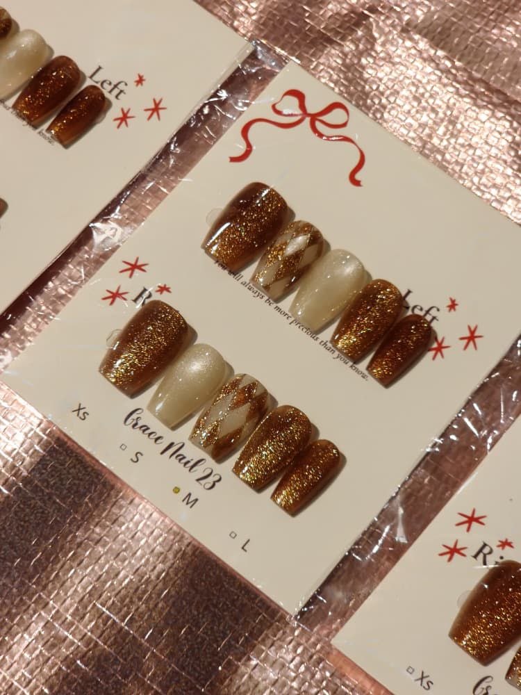 Molten Gold Veil Handcrafted Press-On Nails