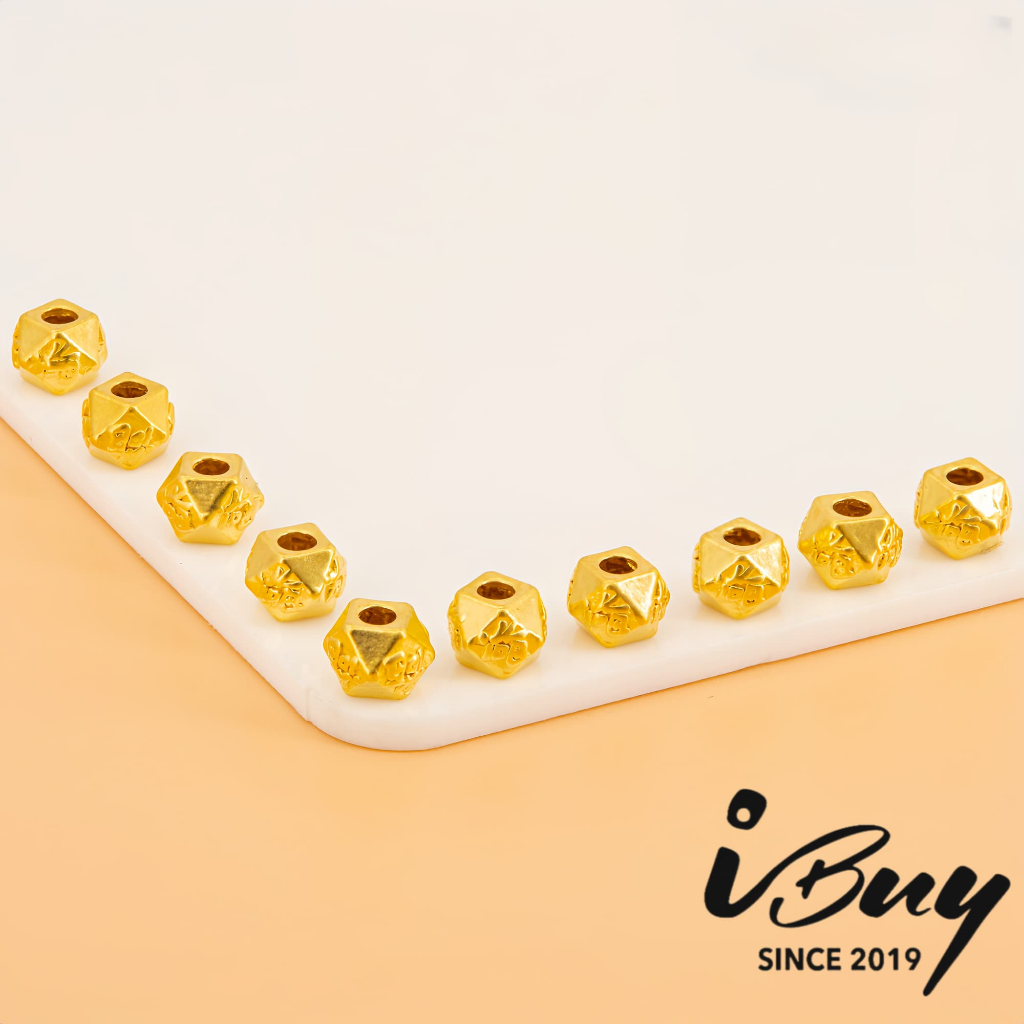 999 GOLD HEXAGONAL FORTUNE BEAD 999 金 六角福珠（3PCS）