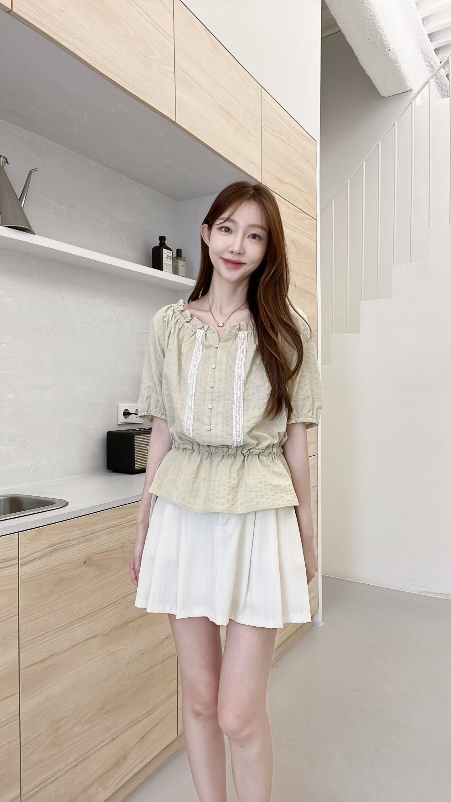 FV34_04 田園風兩著修腰BL (3色)