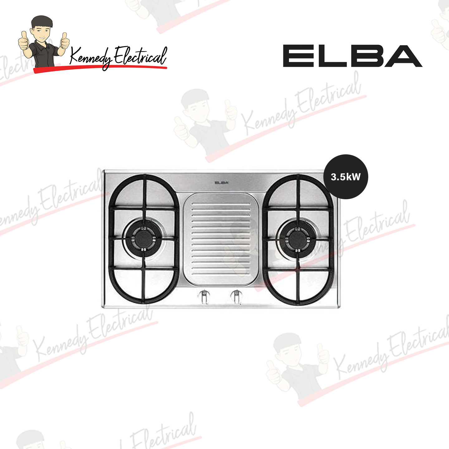 Elba 3.5Kw Double Burners Built-In Stainless Steel Hob EBH-9920