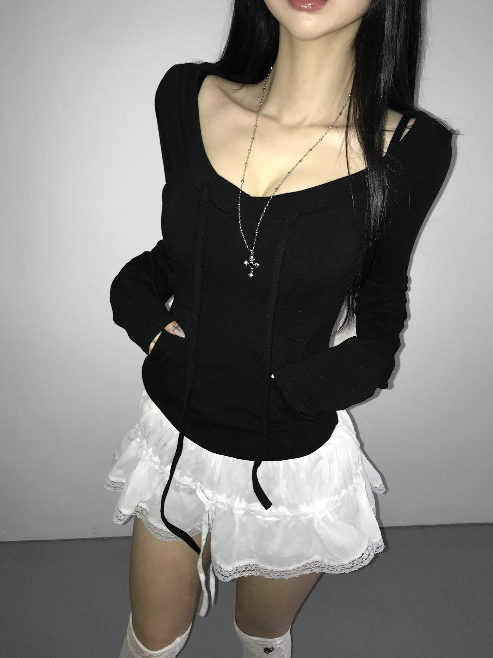 Drawstring Scoop Neck Top