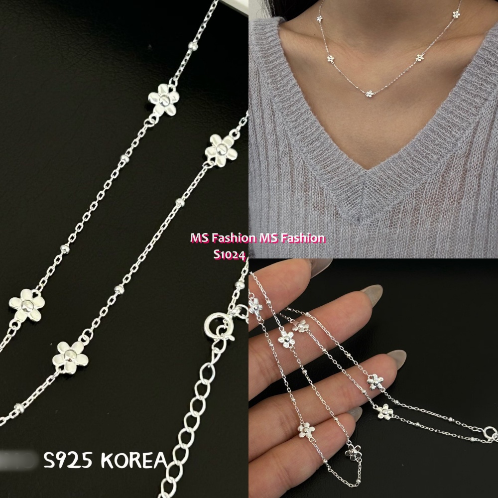 S1024 韓國🇰🇷S925純銀花花頸鏈