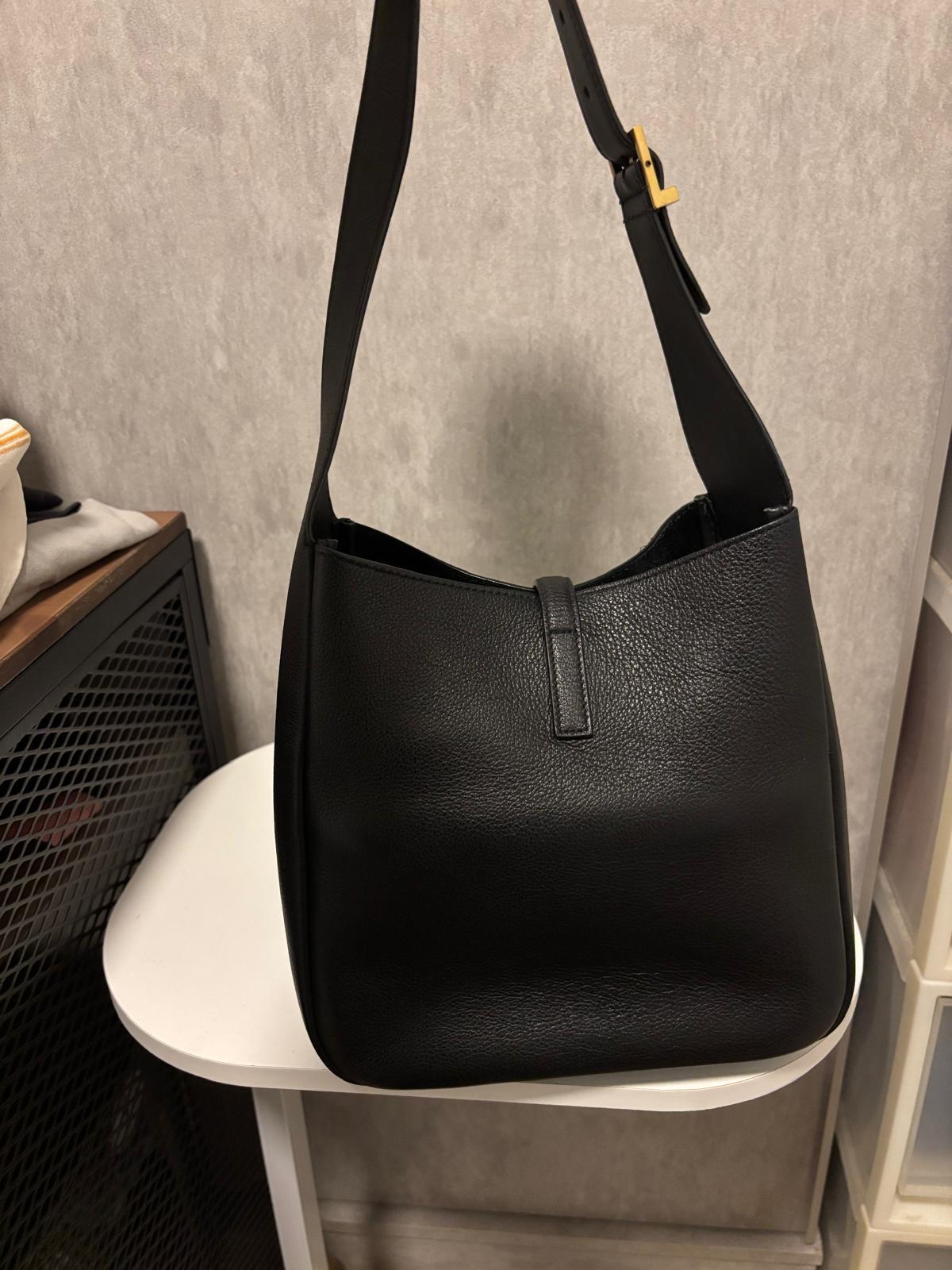 SAINT LAURENT YSL Le 5 à 7 Supple Small hobo bag Black Calfskin 100%Authentic, 98%New ✅Dust bag