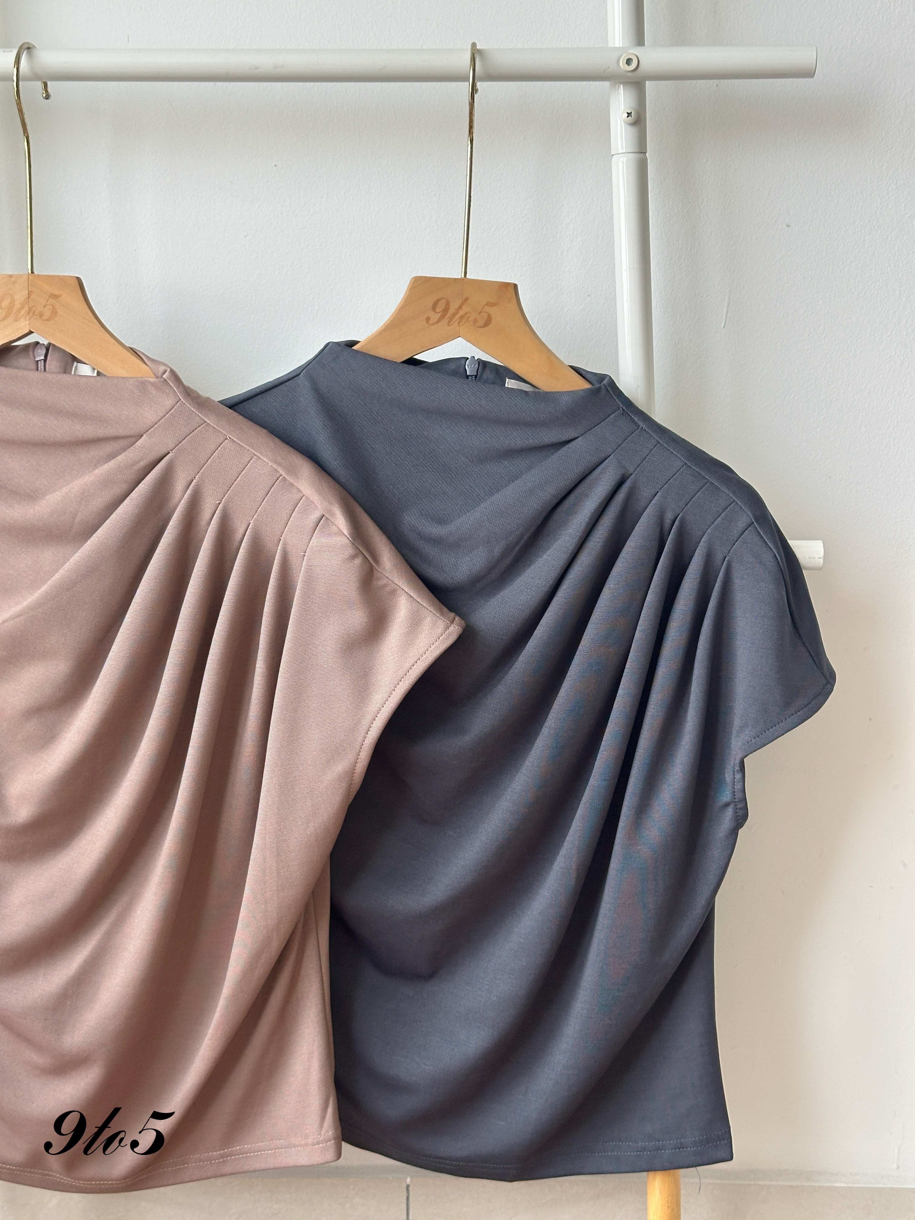 T4159 Mock Neck Ruched Top - 4 Colors 