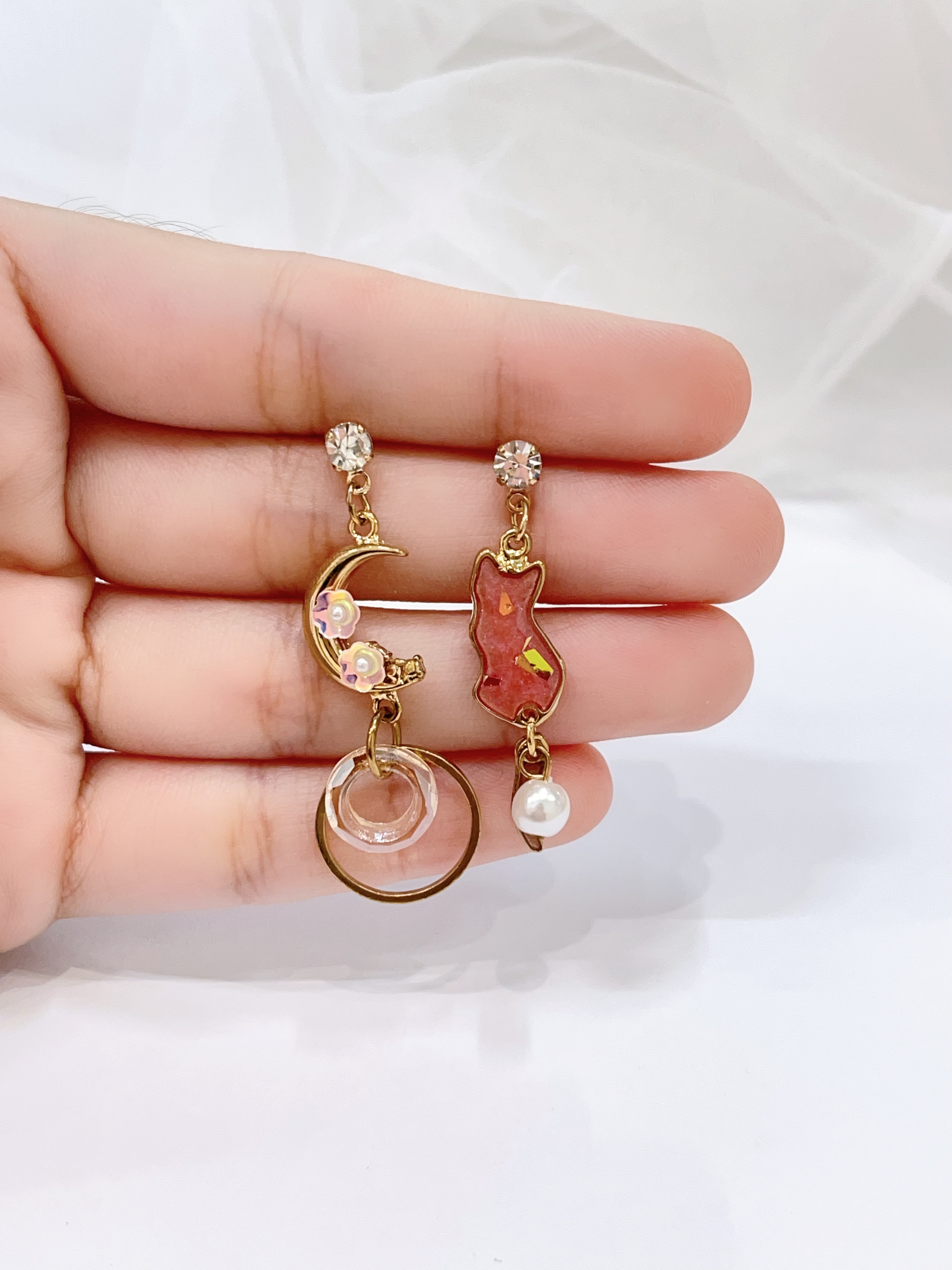 小清新星空小猫耳环