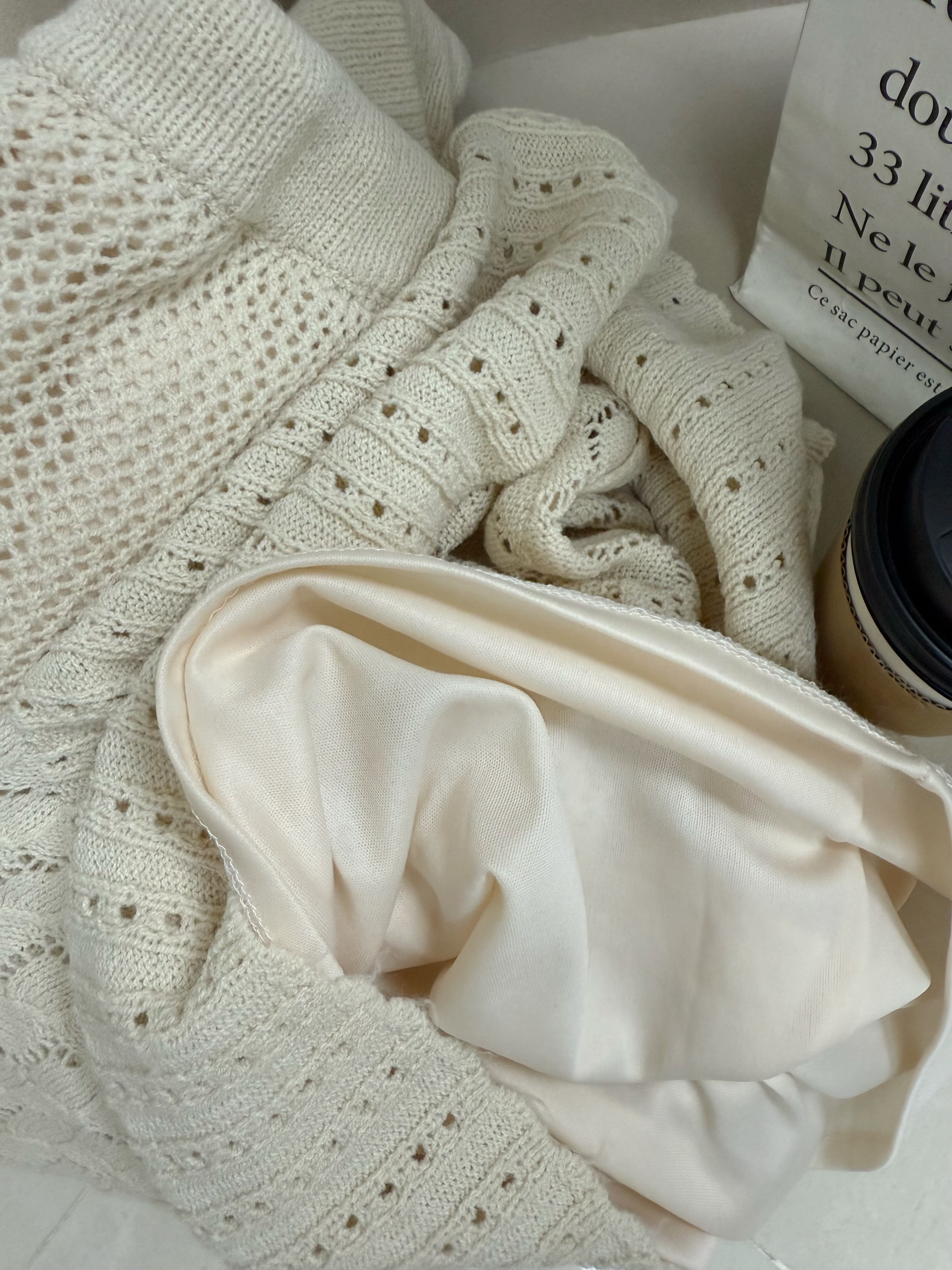 F05 勾織通花紋Top+半裙Set