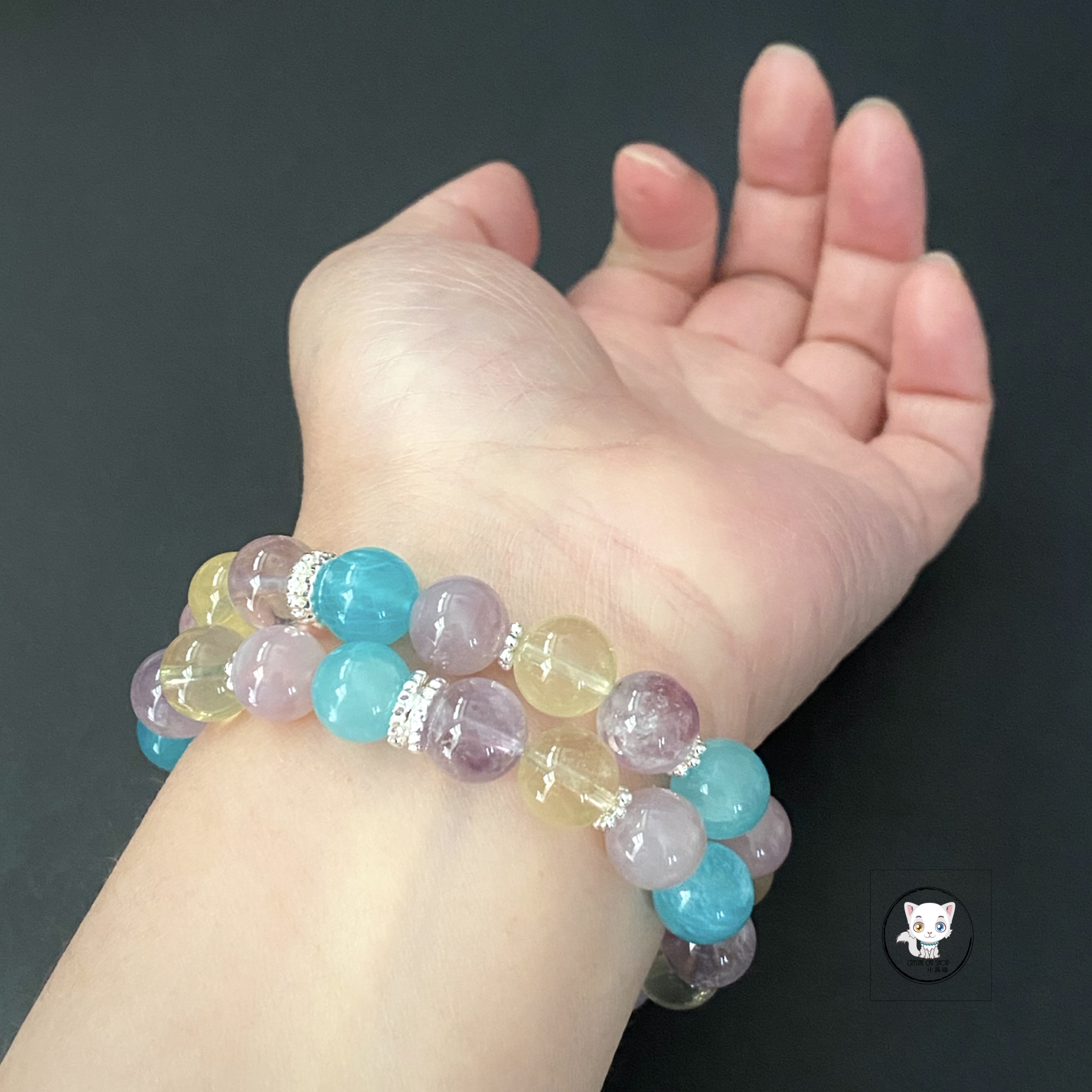 天河石紫晶馬粉多寶手鏈 10mm