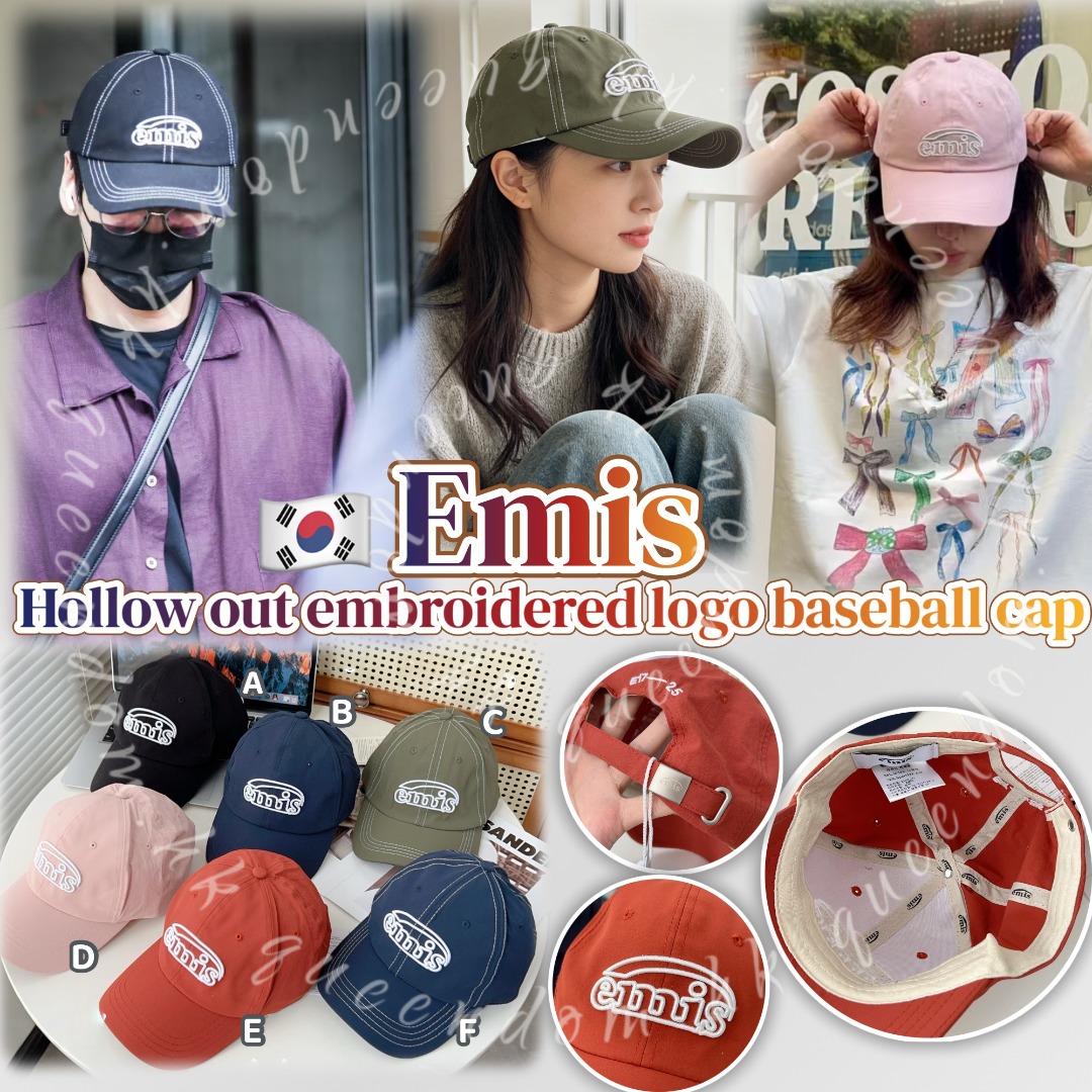 韓國 Emis Hollow out embroidered logo baseball cap 簍空刺繡Logo棒球帽