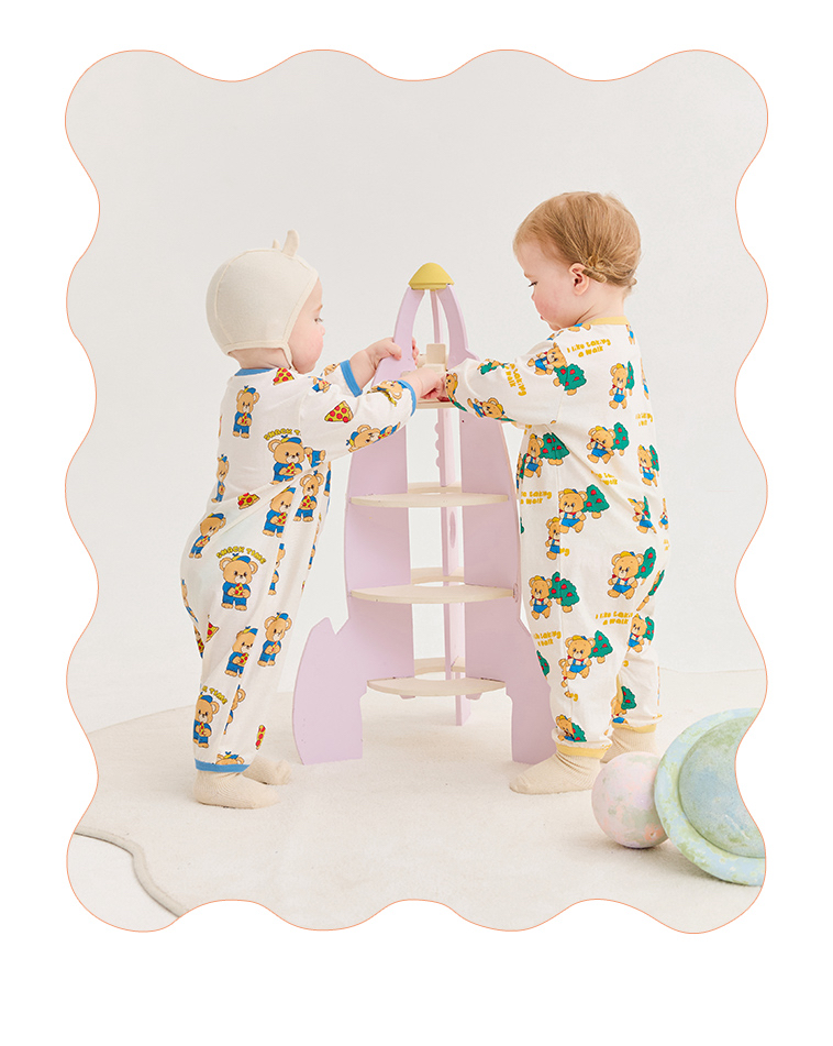 🌸預訂 韓國直送🌸🇰🇷Milk Baby兩色小熊滿印長袖連身服