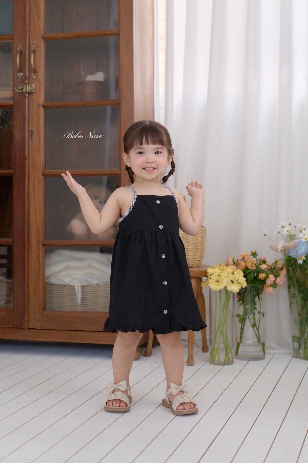 ☀️預訂 韓國直送☀️🇰🇷Bebenine三色荷葉邊下擺純棉吊帶連身裙