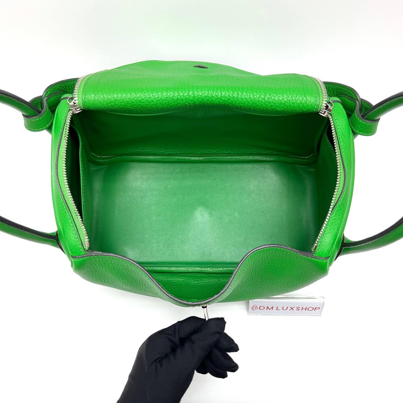 Hermes Bamboo Green Lindy 30 PHW (Stamp Square R)