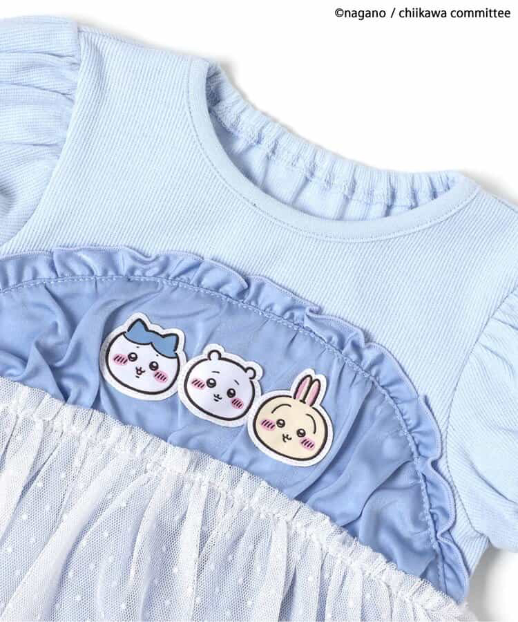 🇯🇵預訂 日本直送🇯🇵Apres les cours x Chiikawa系列兩色人物貼花薄紗拼接羅紋短袖上衣