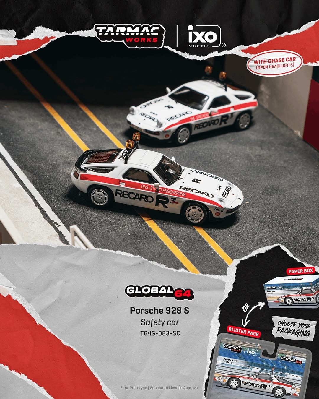 （預訂 Pre Order) Tarmac Works ( T64G-083-SC ) Porsche 928 S Safety Car