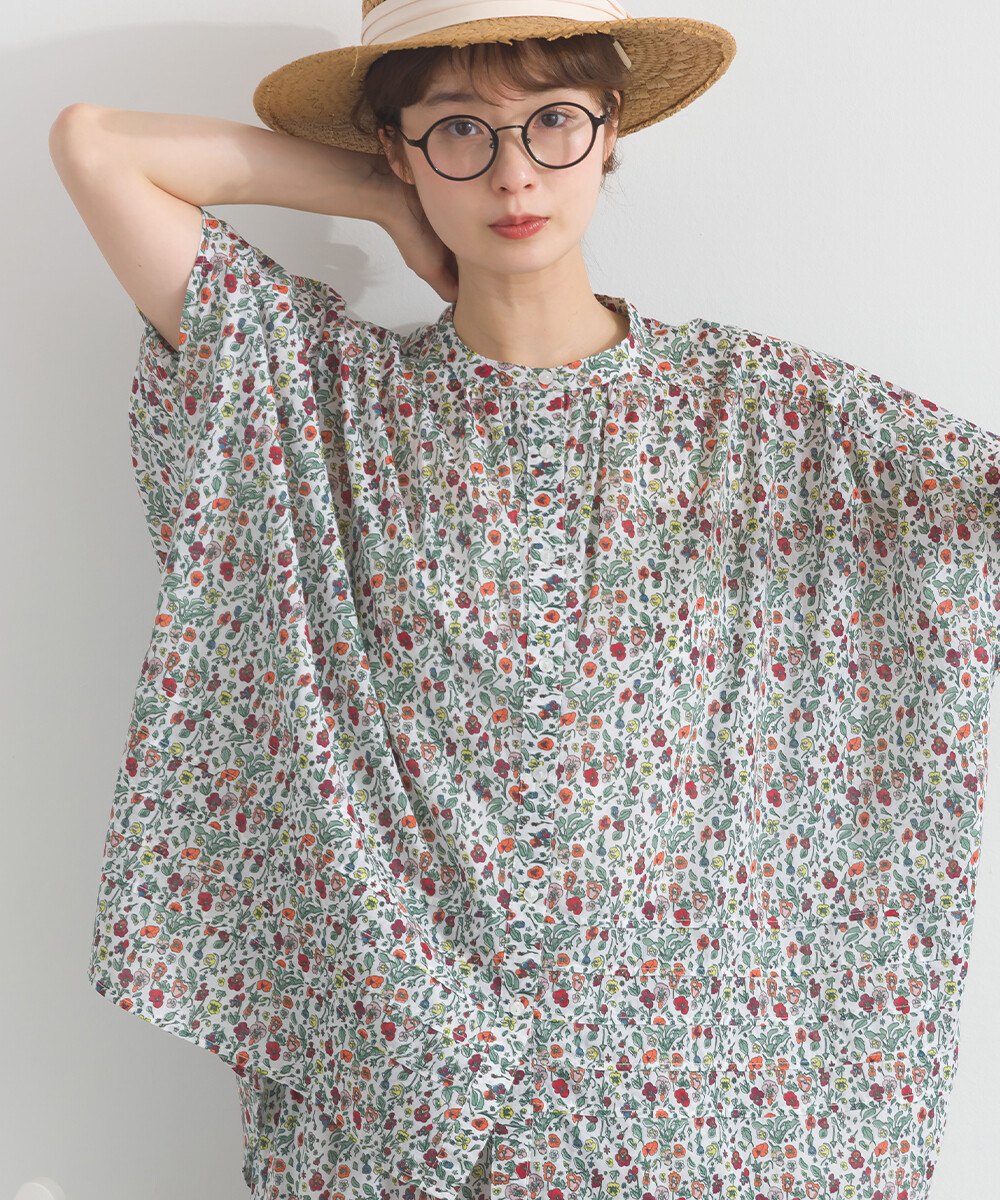 LP - 印度棉復古花卉襯衫 (白色)