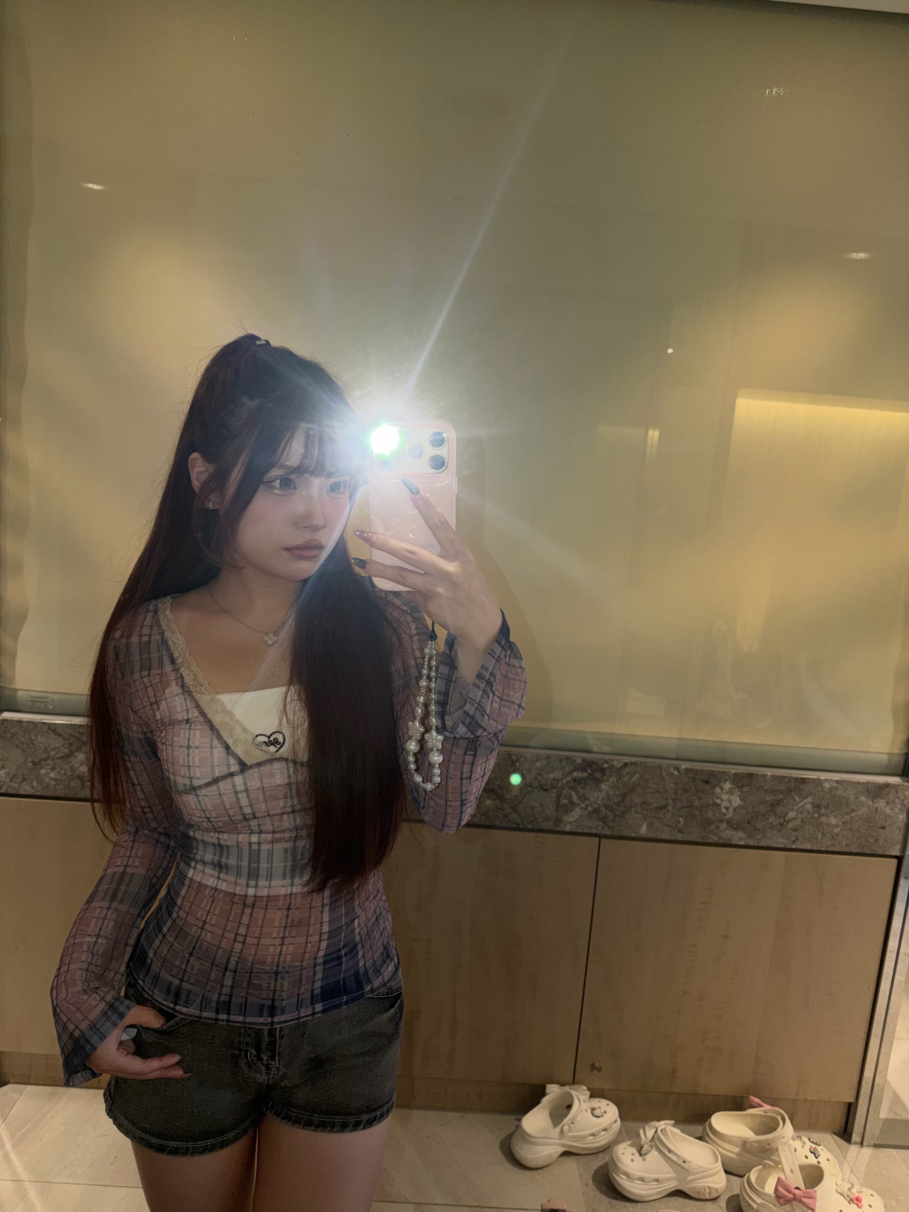 (店主大推❤️‍🔥）韓國少性感透薄格仔Lacy 邊邊 Top