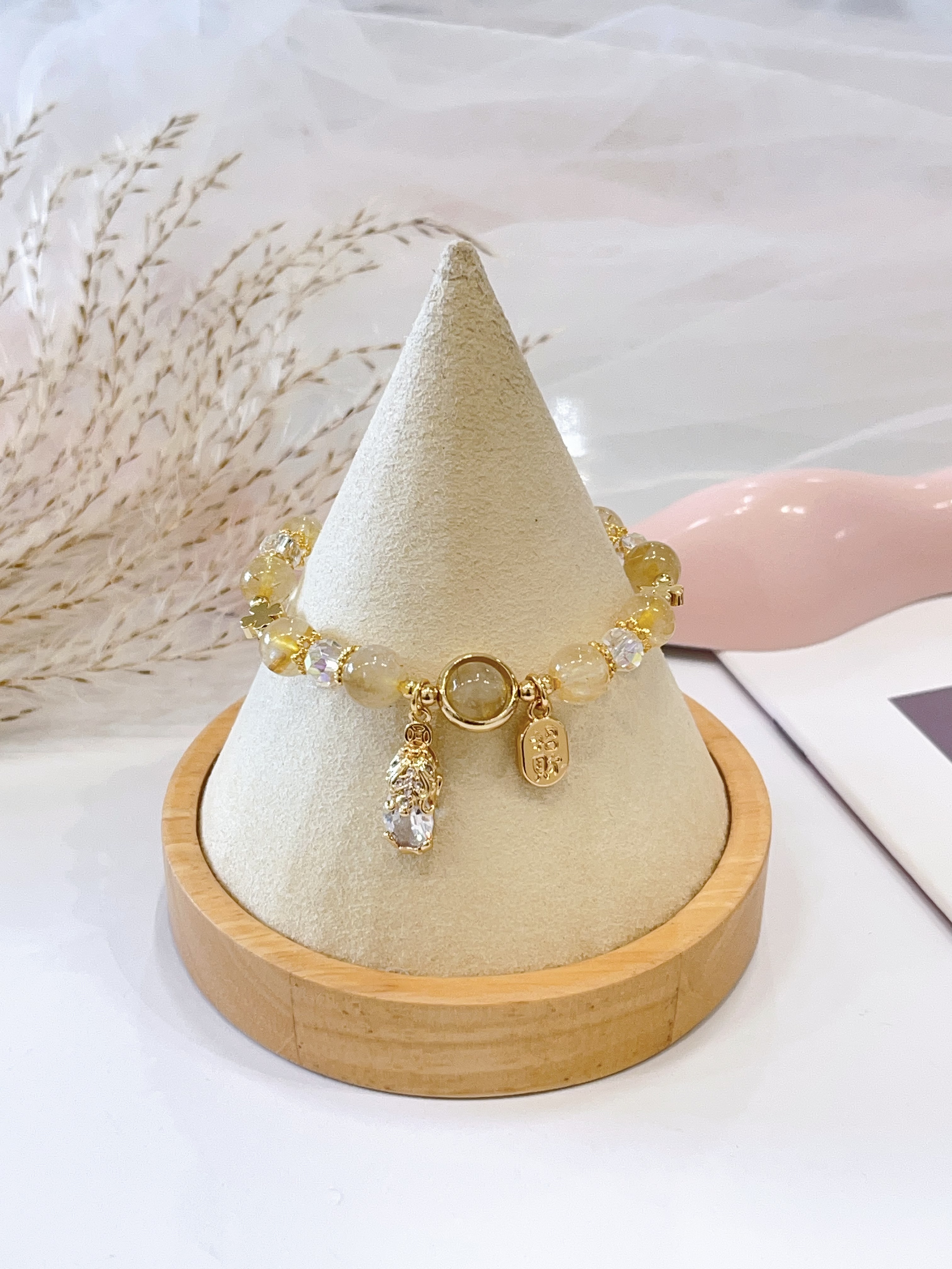 ✨🐉 金发晶 × 招财貔貅手串 Golden Rutilated Quartz & Pixiu | 8mm