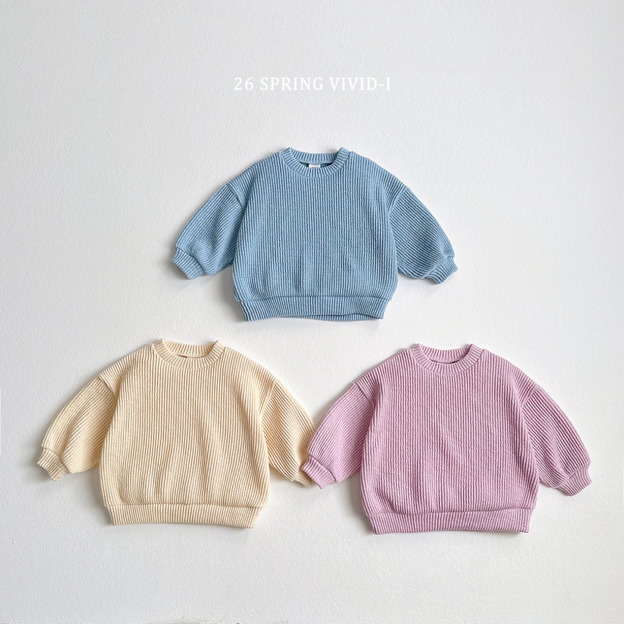 🌸預訂 韓國直送🌸🇰🇷VIVIDI三色寬鬆羅紋針織衛衣