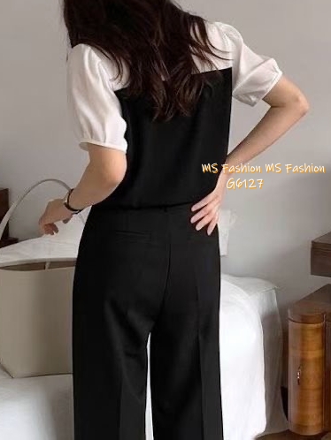 G6127 韓國🇰🇷靚料V領拼色top