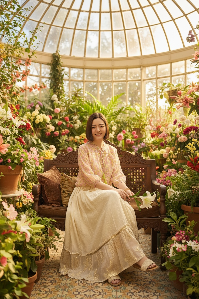 White Gold Floral Skirt 37" #1427