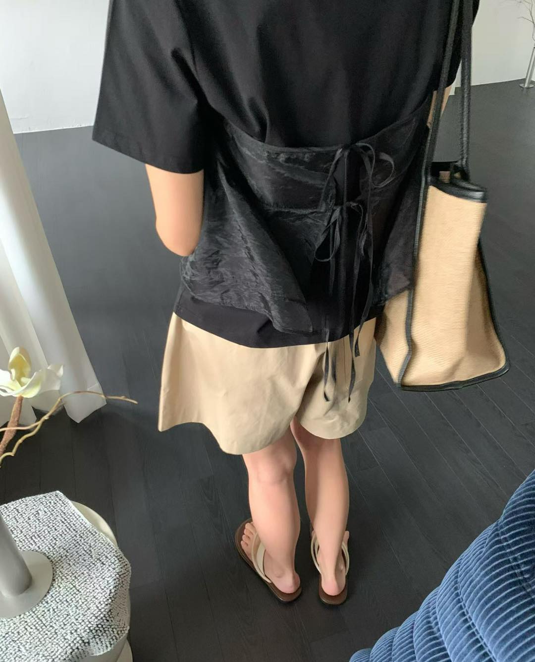 薄紗拼接假兩件TEE