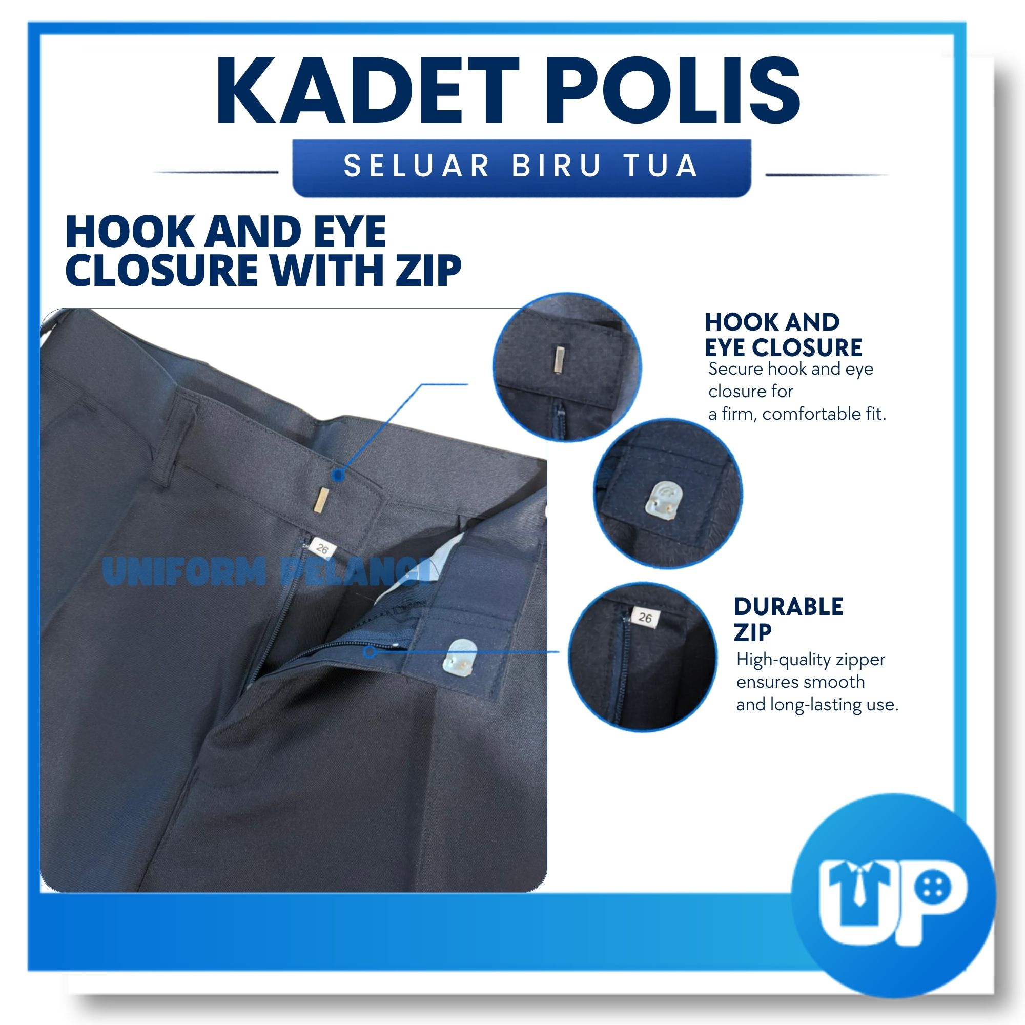 Seluar Kadet Polis Biru Tua / Long Pant Police Cadet Dark Blue Uniform Kadet Polis Kokurikulum PL03