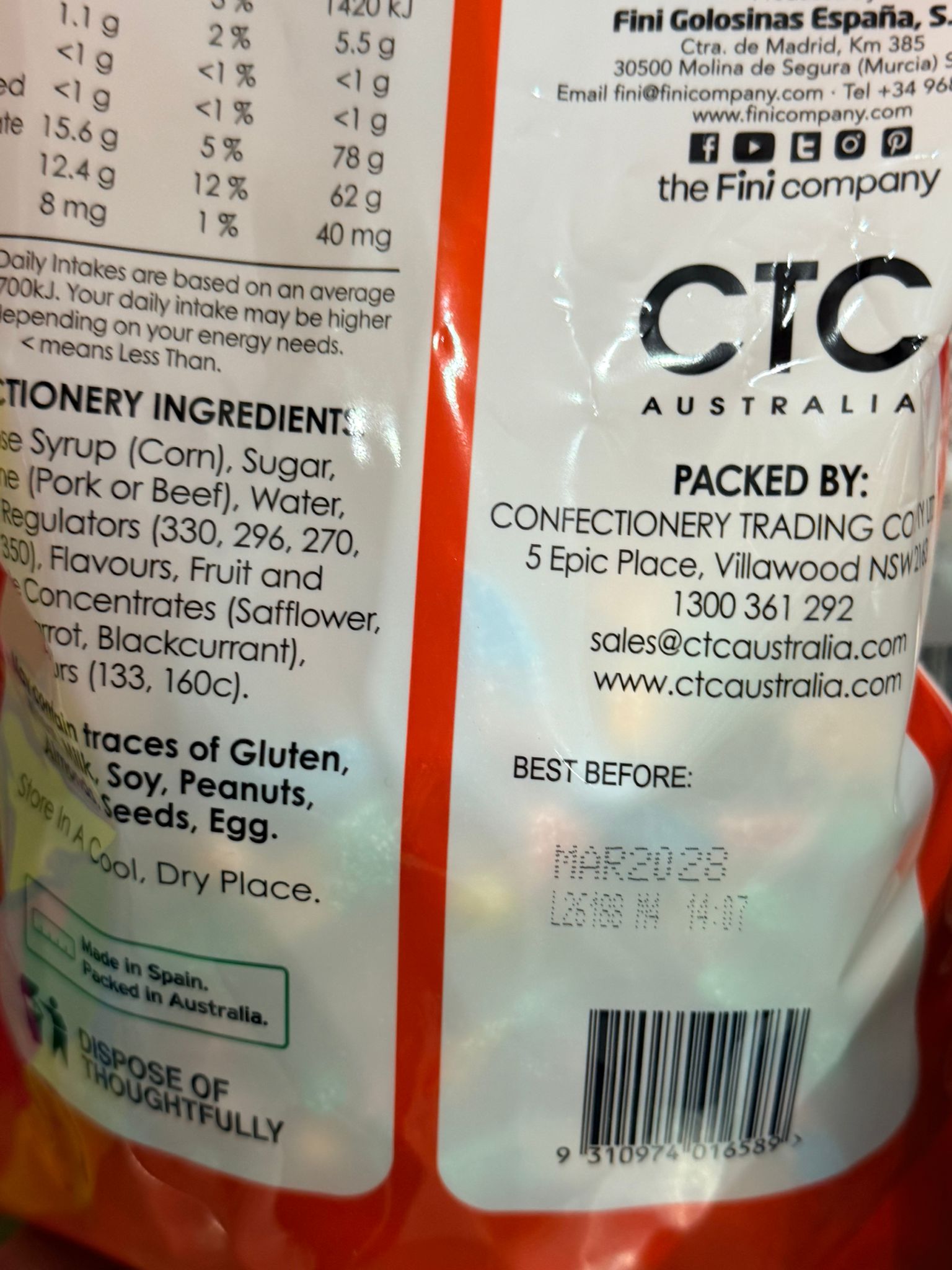 澳洲Costco Fini Fizzy Worms 1.2Kg