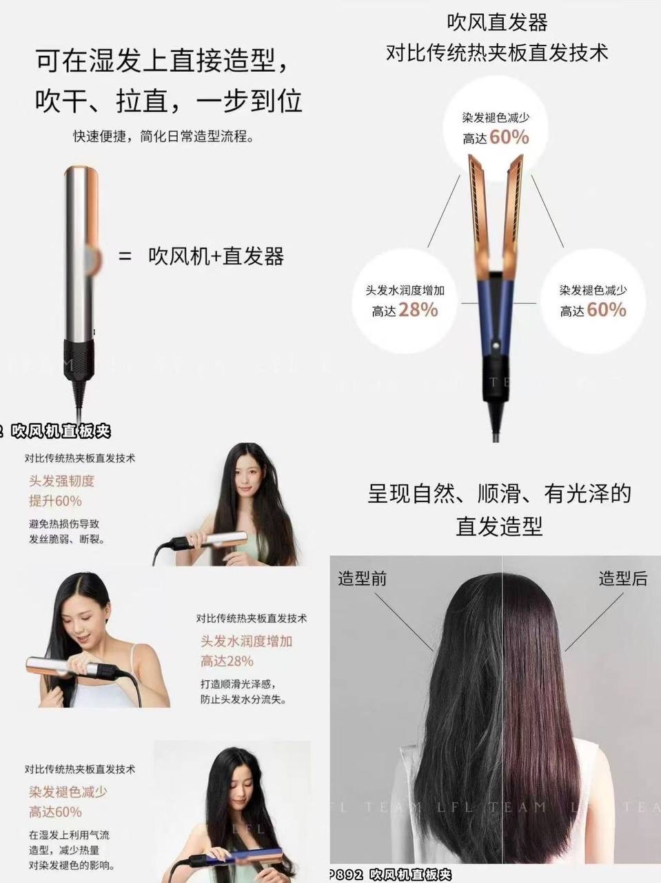 P892 智能二合一直版夹吹风机