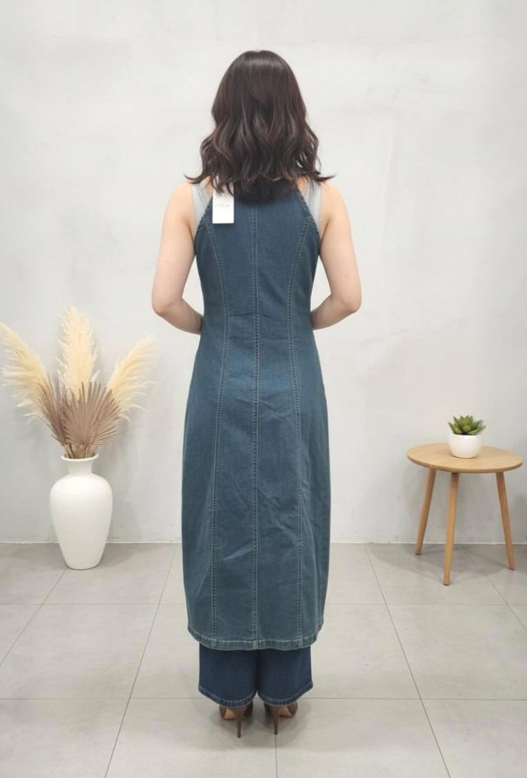 Halter Midi Denim Dress