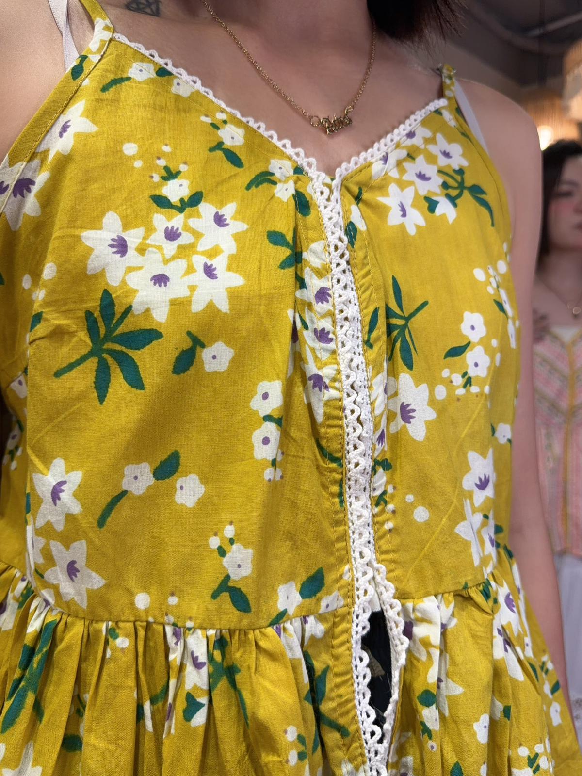 2182 Mustard Floral SL Top
