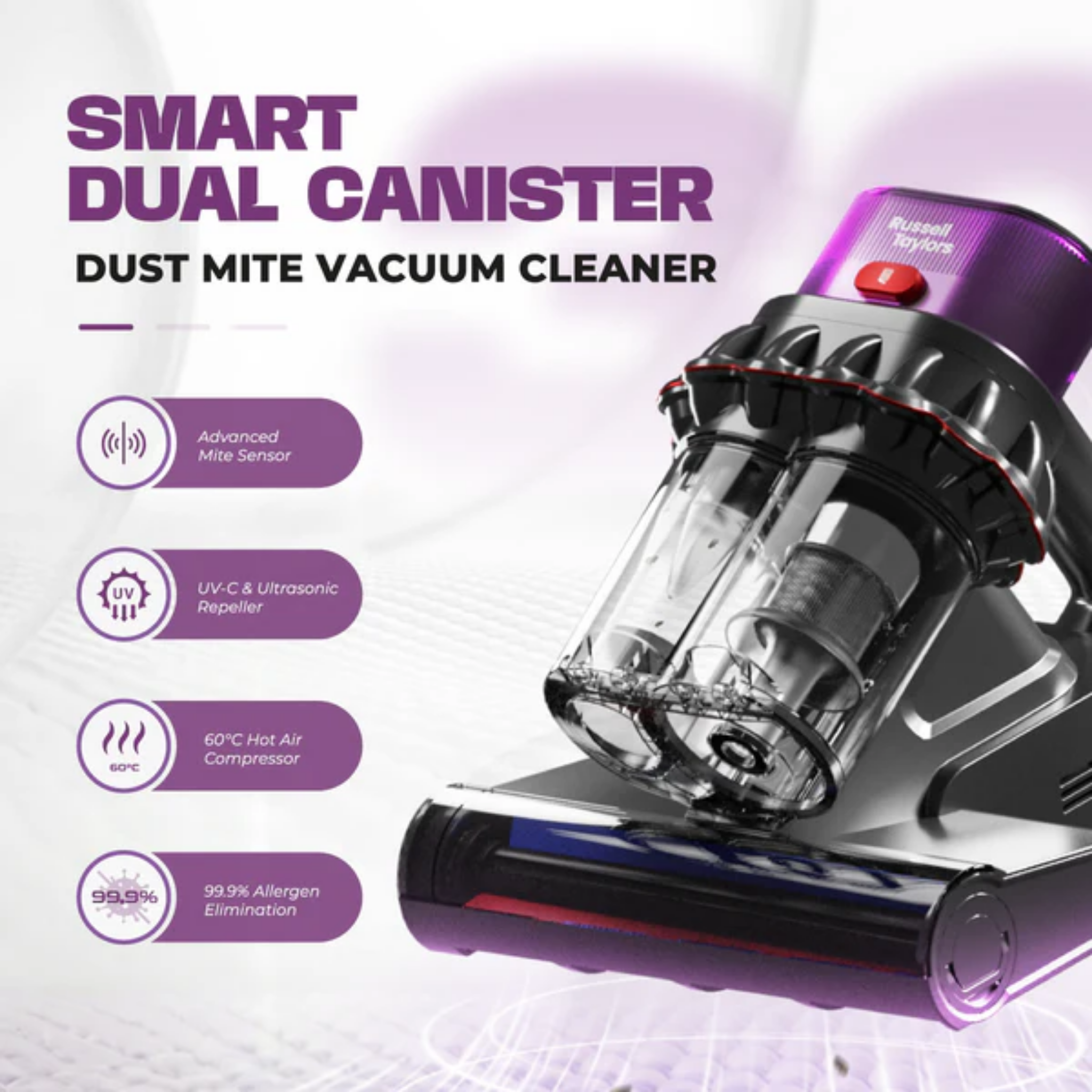 Russell Taylors Dual Cup Dust Mite Vacuum (VM30)